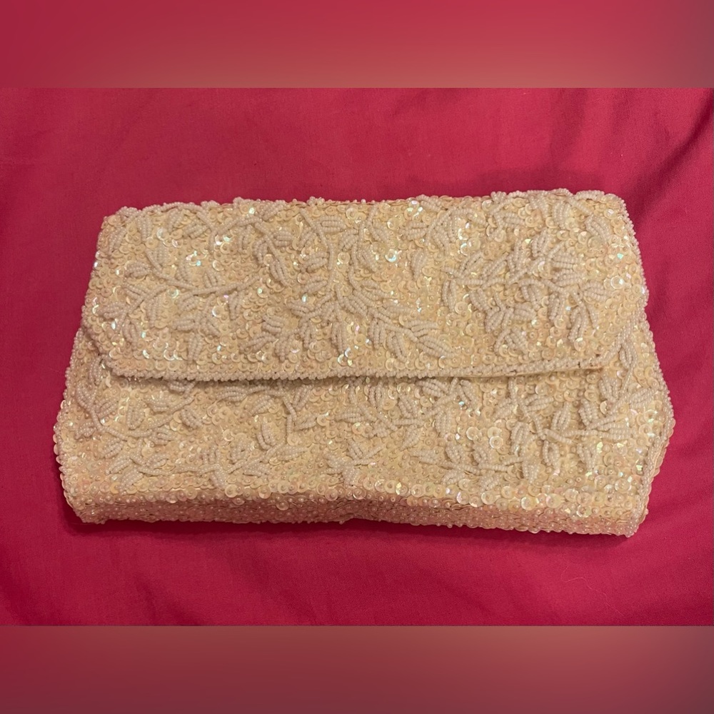 Light Ivory Beaded Clutch